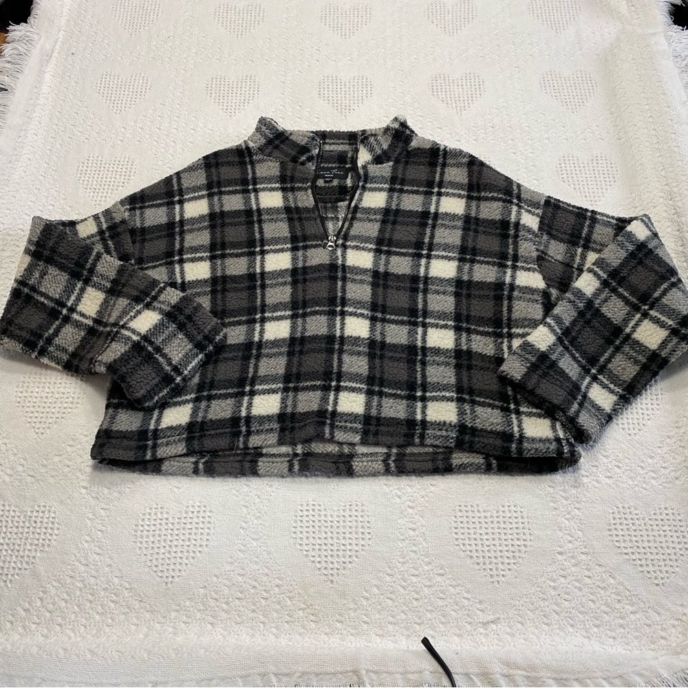 🍓Love Tree Cropped Sherpa Quarter Zip  (M)